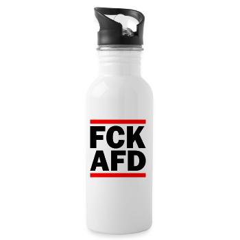 Fuck afd - Water bottle with straw - white - Right