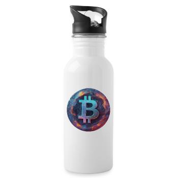 Bitcoin in the sea of flames - Water bottle with straw - white - Right