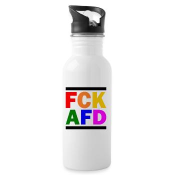 Fck afd - Trinkflasche mit integriertem Trinkhalm - Weiß - Rechts