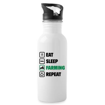 Eat, sleep, farm, repeat - Water bottle with straw - white - Right