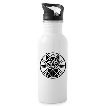 Katze Artefakt Motiv Abstrakt - Trinkflasche mit integriertem Trinkhalm - Weiß - Rechts