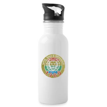44th Birthday Wild, free & untamed since 1980 - Water bottle with straw - white - Right