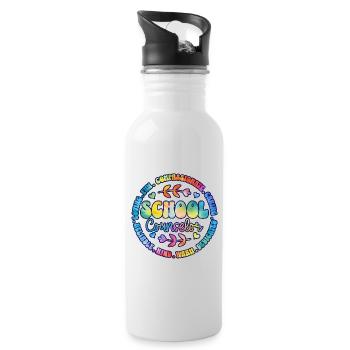 Tie Dye School Board Schulberater - Trinkflasche mit integriertem Trinkhalm - Weiß - Rechts