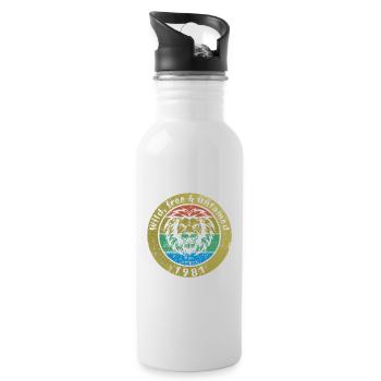 44th birthday Wild, free & untamed since 04/1981 - Water bottle with straw - white - Right