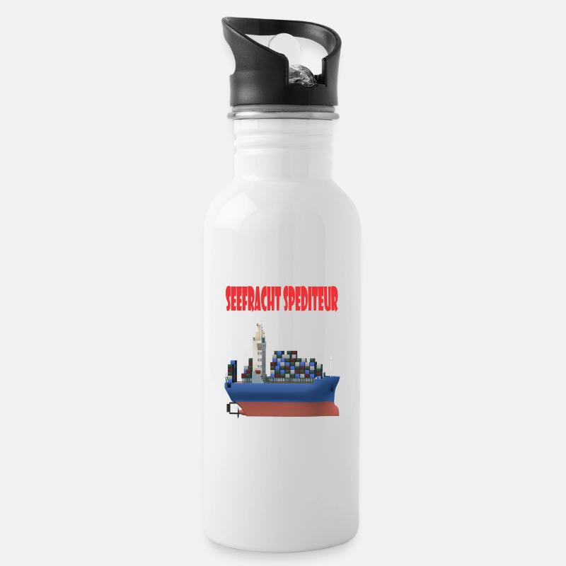 Spediteur - Trinkflasche mit integriertem Trinkhalm - Weiß