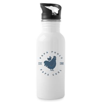 papa poule Cadeau Humour fête des pères - Gourde avec paille intégrée - blanc - Droite