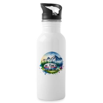 Camping Caravane Montagnes Nature Voyage - Gourde avec paille intégrée - blanc - Droite