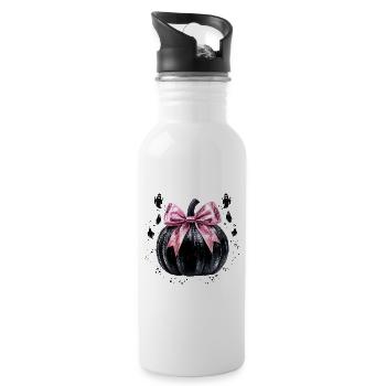 Retro Halloween Disco Pumpkin - Water bottle with straw - white - Right
