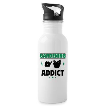 Garten-Süchtig - Trinkflasche mit integriertem Trinkhalm - Weiß - Rechts