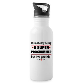 Es ist nicht einfach, ein Super-Programmierer - Trinkflasche mit integriertem Trinkhalm - Weiß - Rechts