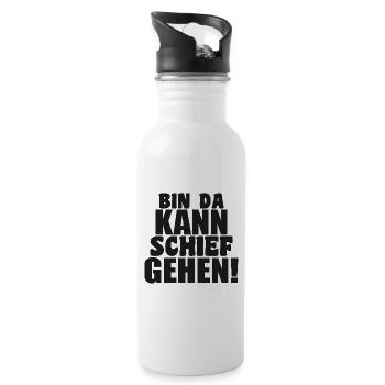 bin da kann schief gehen lustiger humor Spruch - Trinkflasche mit integriertem Trinkhalm - Weiß - Rechts