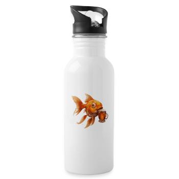Bière de poisson rouge drôle - Gourde avec paille intégrée - blanc - Droite