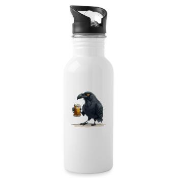 Raven Crow Bière Drôle - Gourde avec paille intégrée - blanc - Droite
