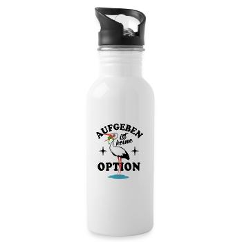 Frosch und Storch - Aufgeben ist keine Option - Trinkflasche mit integriertem Trinkhalm - Weiß - Rechts