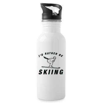 I'd Rather Be Skiing - Trinkflasche mit integriertem Trinkhalm - Weiß - Rechts