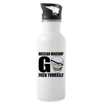 russian warship go f yourself - Water bottle with straw - white - Right