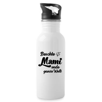Beschte Mami vode ganze Welt Mama Schweiz - Trinkflasche mit integriertem Trinkhalm - Weiß - Rechts