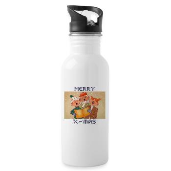 Merry christmas happy holidays christmas gift - Trinkflasche mit integriertem Trinkhalm - Weiß - Rechts
