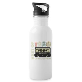 Vintage 1968 - 1968 Retro Birthday Gift - Water bottle with straw - white - Right