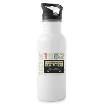 Vintage 1962 - 1962 Retro Birthday Gift - Water bottle with straw - white - Right