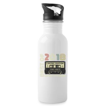 Vintage 2018 - Retro Birthday Gift 2018 - Water bottle with straw - white - Right