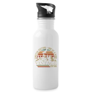 1956 Vintage Cadeau Anniversaire 1956 Retro 1956 - Gourde avec paille intégrée - blanc - Droite