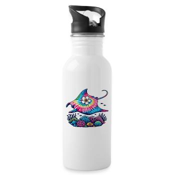 Tie Dye Ray Manta Kreuzfahrt Urlaub 2024 Hawaii - Trinkflasche mit integriertem Trinkhalm - Weiß - Rechts
