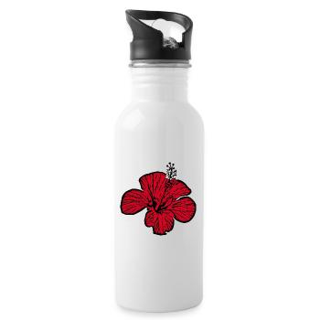 Blume rot rote Blumen rot rote Blumen Hibiskus - Trinkflasche mit integriertem Trinkhalm - Weiß - Rechts