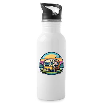 Camping Camper Caravan - Water bottle with straw - white - Right