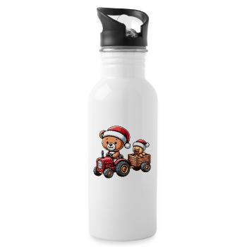 Teddy comme le Père Noël et petit canard mignon - Gourde avec paille intégrée - blanc - Droite