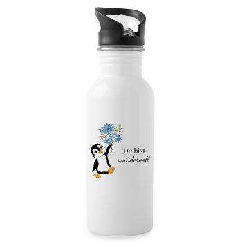 Du bist wundervoll. - Trinkflasche mit integriertem Trinkhalm - Weiß - Rechts