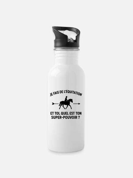 Je fais de l'équitation cheval chevaux cavalier - Gourde avec paille intégrée - blanc