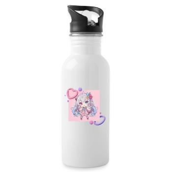 Pastel Chibi Heart Accent - Water bottle with straw - white - Right