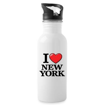 I Love New York USA – Urbane Botschaft - Trinkflasche mit integriertem Trinkhalm - Weiß - Rechts