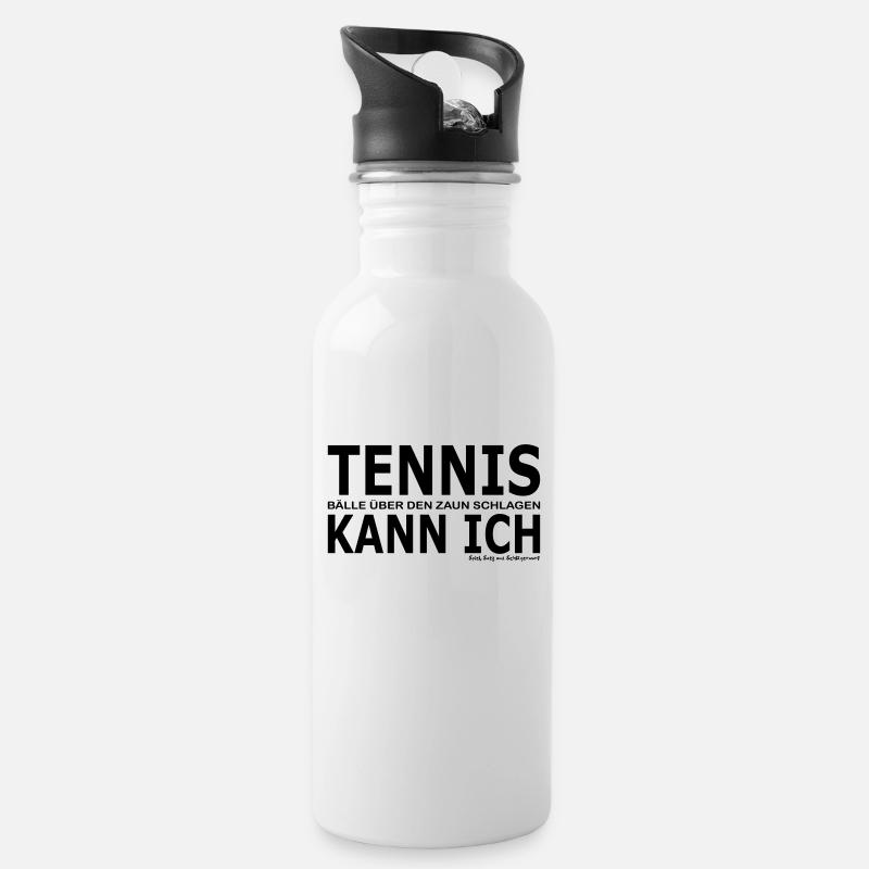 Tennis kann ich - Trinkflasche mit integriertem Trinkhalm - Weiß