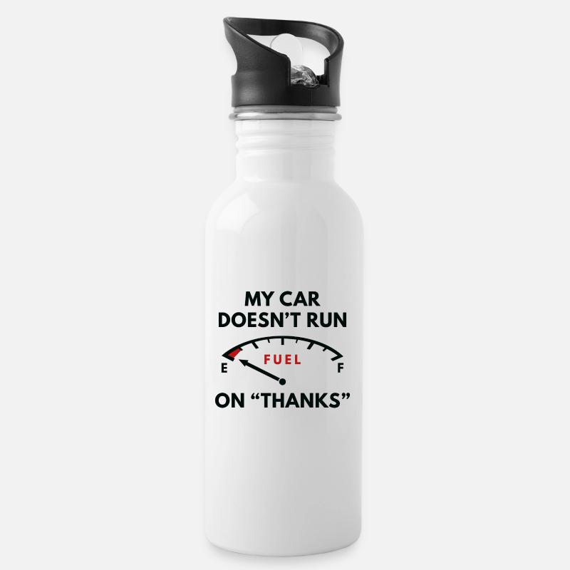 Mein Auto fährt nicht weiter Danke - Trinkflasche mit integriertem Trinkhalm - Weiß
