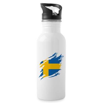 Suède Drapeau Scandinavie Drapeau suédois - Gourde avec paille intégrée - blanc - Droite