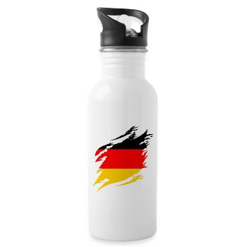 Deutschland Flagge Deutsche Fahne Used Look Heimat - Trinkflasche mit integriertem Trinkhalm - Weiß - Rechts