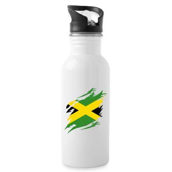 Jamaica Flag Jamaican Flag Jamaica Vintage - Water bottle with straw - white - Right