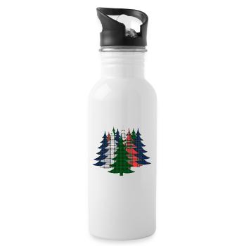 Christmas Tree - Water bottle with straw - white - Right