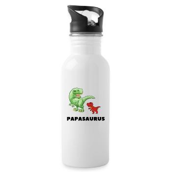 Papa Père Naissance Paternité Papasaurus - Gourde avec paille intégrée - blanc - Droite