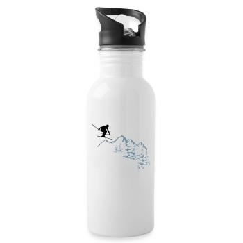 Skiing, Skiing, Mountains, Alps - Water bottle with straw - white - Right