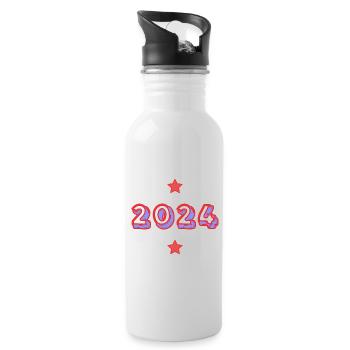 HAPPY NEW YEAR. NEW YEAR'S EVE. NEW YEAR - Water bottle with straw - white - Right