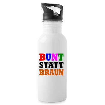 Bunt statt braun - Trinkflasche mit integriertem Trinkhalm - Weiß - Rechts