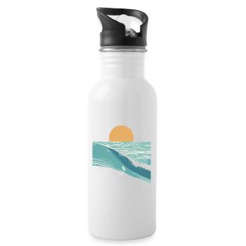 Surfer in den Wellen - Trinkflasche mit integriertem Trinkhalm - Weiß - Rechts