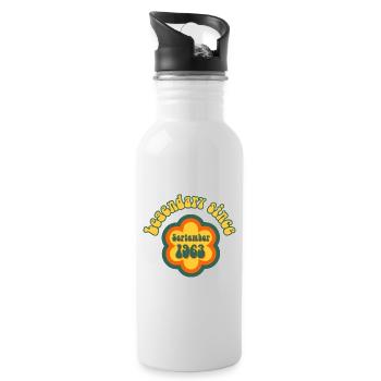 Legendary since September 1963 Retro Hippie Blume - Trinkflasche mit integriertem Trinkhalm - Weiß - Rechts