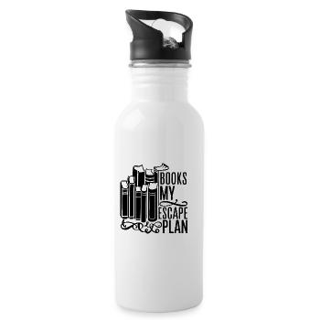 Lesen Bücher Bücherwurm Leseratte Spruch My Escape - Trinkflasche mit integriertem Trinkhalm - Weiß - Rechts