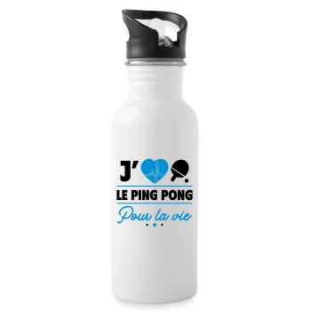 J'aime le tennis de table – Pour fans de ping-pong - Gourde avec paille intégrée - blanc - Droite