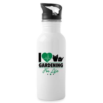 Ich liebe Gartenarbeit – für immer im Grünen! - Trinkflasche mit integriertem Trinkhalm - Weiß - Rechts