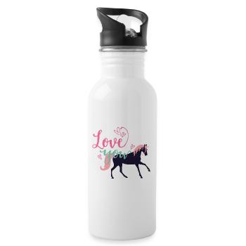 I love horse - I love horses - Water bottle with straw - white - Right
